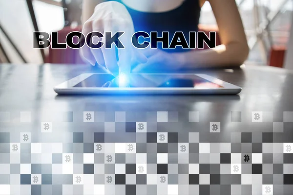 Blockchain 기술 개념입니다. 인터넷 송금 Cryptocurrency. — 스톡 사진