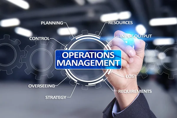 Operations management business and technology concept on virtual screen.