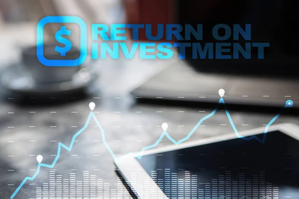 ROI, Return on investment business and technology concept. Fundo de tela virtual . — Fotografia de Stock