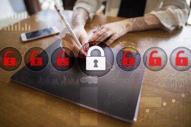 Siber Güvenlik, veri koruma, bilgi güvenliği ve şifreleme. İnternet Teknoloji ve iş kavramı.