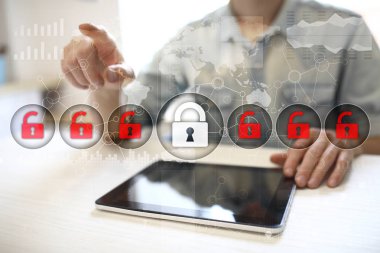 Siber Güvenlik, veri koruma, bilgi güvenliği ve şifreleme. İnternet Teknoloji ve iş kavramı.