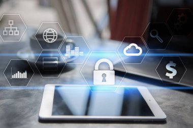 Veri koruma, siber güvenlik, bilgi güvenliği ve şifreleme. İnternet Teknoloji ve iş kavramı.