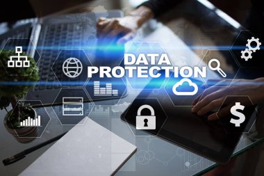 Veri koruma, siber güvenlik, bilgi güvenliği ve şifreleme. İnternet Teknoloji ve iş kavramı.