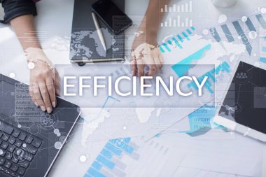 Verimlilik büyüme kavramı. İş ve teknoloji. Sanal ekran.