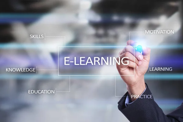 E-Learning on the virtual screen. Internet education concept. — Stock Photo, Image