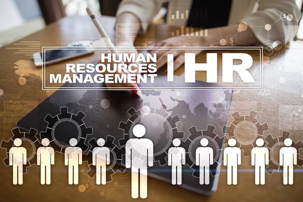 人力资源管理、 人力资源、 招聘、 领导力和团队建设。业务和技术概念. — 图库照片