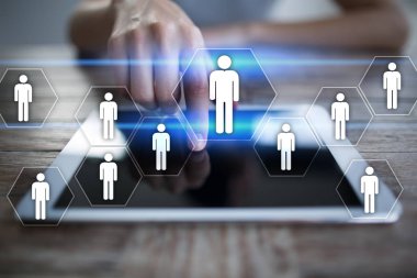 İnsan kaynakları yönetimi, insan kaynakları, işe alım, liderlik ve ekip oluşturma. İş ve teknoloji kavramı.