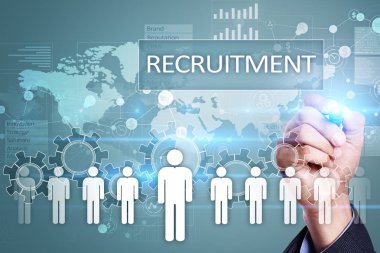 İnsan kaynakları yönetimi, insan kaynakları, işe alım, liderlik ve ekip oluşturma. İş ve teknoloji kavramı.