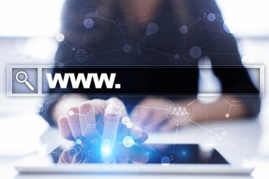 Www metin arama çubuk. Web sitesi Url. Dijital pazarlama. İş, internet ve teknoloji kavramı.
