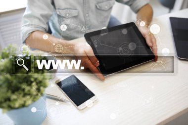 Www metin arama çubuk. Web sitesi Url. Dijital pazarlama. İş, internet ve teknoloji kavramı.