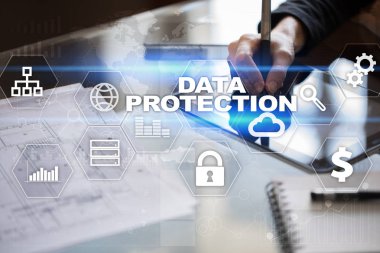 Veri koruma, siber güvenlik, bilgi güvenliği ve şifreleme. İnternet Teknoloji ve iş kavramı.