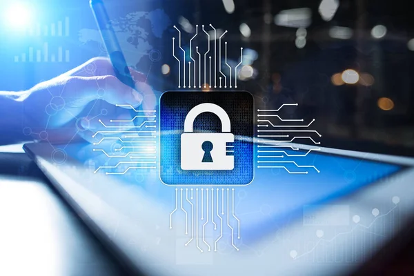 Kybernetická bezpečnost, Data ochrany, informační bezpečnost a šifrování. internetové technologie a obchodní koncept. — Stock fotografie