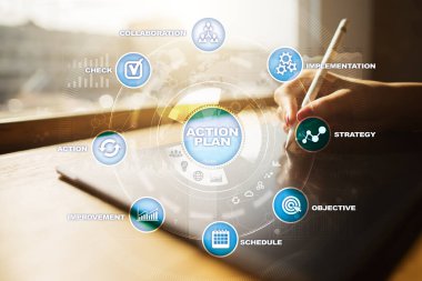Sanal ekran eylem planı. Planlama kavramı. İş stratejisi.