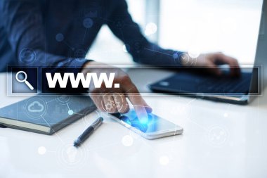 Www metin arama çubuk. Web sitesi Url. Dijital pazarlama. İş, internet ve teknoloji kavramı.