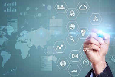 İş kavramı arka plan. Sanal ekran metin için boş yer ile. Internet ve teknoloji.