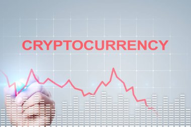 Sanal ekran başına Cryptocurrency krizi. Bitcoin ve Ethereum düşüyor.