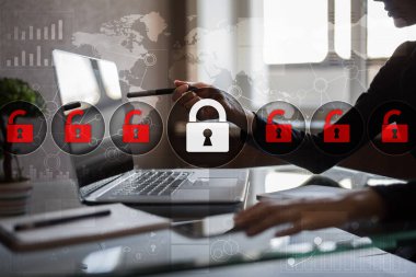 Siber Güvenlik, veri koruma, bilgi güvenliği ve şifreleme. İnternet Teknoloji ve iş kavramı.