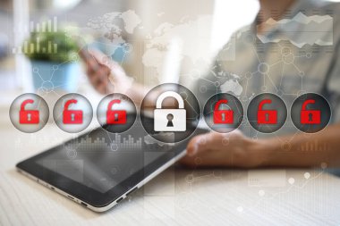 Siber Güvenlik, veri koruma, bilgi güvenliği ve şifreleme. İnternet Teknoloji ve iş kavramı.