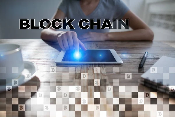 Blockchain 기술 개념입니다. 인터넷 송금 Cryptocurrency. — 스톡 사진