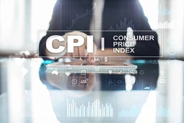 Cpi. Verbraucherpreisindex-Konzept auf virtuellem Bildschirm. — Stockfoto