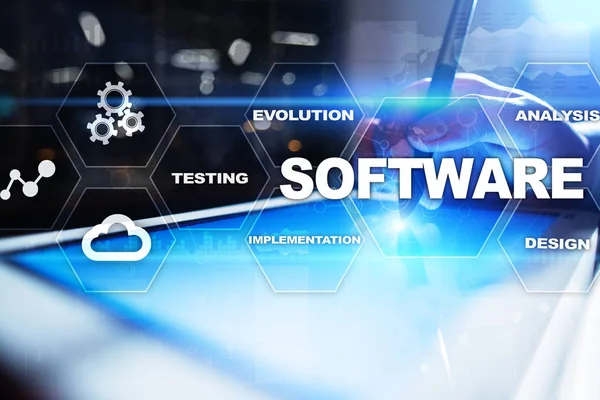 Software development. Data Digital Programs System Technology Concept.