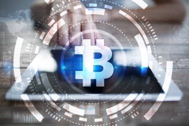 Bitcoin cryptocurrency. Finans teknolojileri. Internet para. İş kavramı.