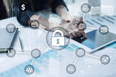 Siber Güvenlik, veri koruma, bilgi güvenliği ve şifreleme. İnternet Teknoloji ve iş kavramı.