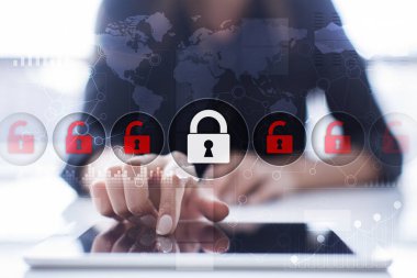 Siber Güvenlik, veri koruma, bilgi güvenliği ve şifreleme. İnternet Teknoloji ve iş kavramı.