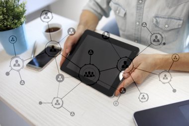 Organizasyon yapısı. Halkların sosyal ağ. İş ve teknoloji kavramı.