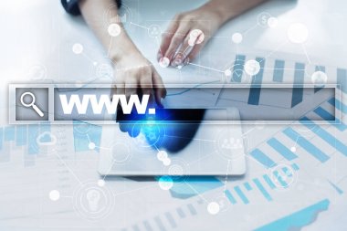 Www metin arama çubuk. Web sitesi Url. Dijital pazarlama. İş, internet ve teknoloji kavramı.