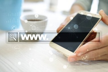 Www metin arama çubuk. Web sitesi Url. Dijital pazarlama. İş, internet ve teknoloji kavramı.