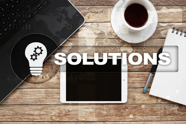 Business solutions concept on the virtual screen. — Stock Photo, Image