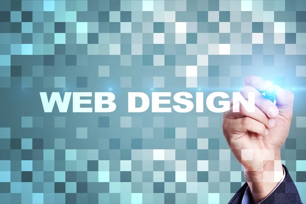 Concepto de diseño y desarrollo web en la pantalla virtual . — Foto de Stock