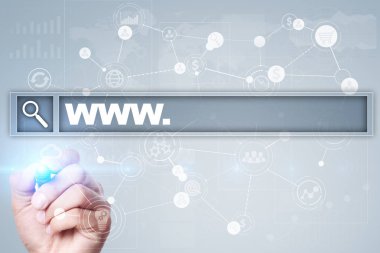 Www metin arama çubuk. Web sitesi Url. Dijital pazarlama. İş, internet ve teknoloji kavramı.