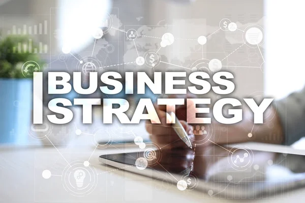 Üzleti stratégiai koncepció a virtuális képernyőn. — Stock Fotó