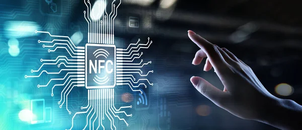 NFC Tecnología de comunicación inalámbrica Concepto de pago digital. — Foto de Stock