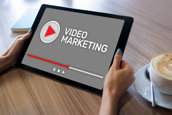 Video marketing and advertising concept on screen.