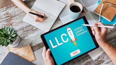 LLC Limited Liability Company. Business strategy and technology concept. clipart