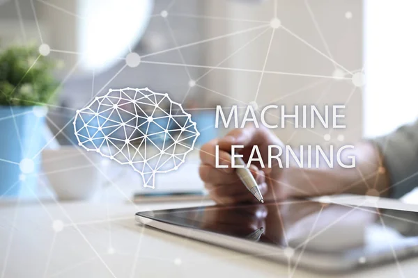 Tecnología de aprendizaje automático e inteligencia artificial en la fabricación moderna . — Foto de Stock