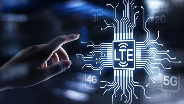 LTE 밴드, 모바일 인터넷 및 원격 통신 기술 개념 가상 화면에. — 스톡 사진