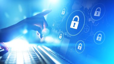 Siber güvenlik, bilgi gizliliği, veri koruması. Sanal ekranda internet ve teknoloji kavramı.