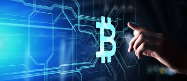 Bitcoin kripto para ticareti ve yatırım konsepti. Finansal teknoloji, Fintech ve dijital para.