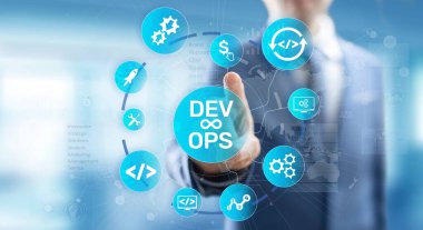 Sanal ekranda Çevik Gelişim Konsepti DevOps.