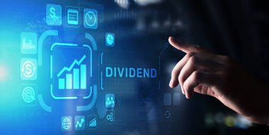 Sanal ekranda bölünmüş düğme. Yatırım üzerinden dönüş ROI finansal iş zenginliği kavramı.