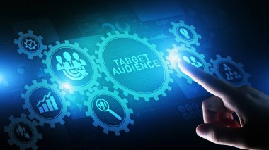 Sanal ekranda hedef kitle müşteri segmentasyonu pazarlama stratejisi kavramı.