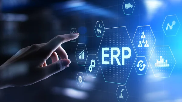 ERP - Enterprise resource planning business and modern technology concept on virtual screen.