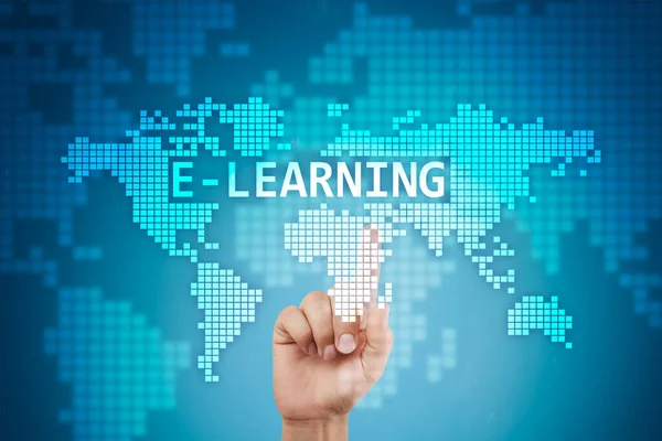 E-lärande, internationell online utbildning koncept. Internet och teknik. — Stockfoto