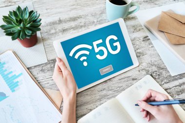 5g Hızlı mobil internet bağlantısı, Ne nesli iletişim ve modern teknoloji kavramı.