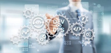 Sanal ekranda Çevik Gelişim Konsepti DevOps.