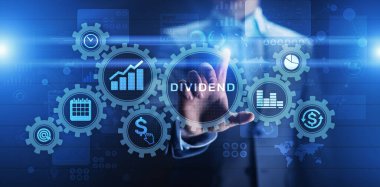 Sanal ekranda bölünmüş düğme. Yatırım üzerinden dönüş ROI finansal iş zenginliği kavramı.